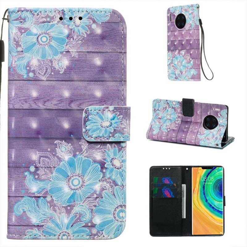 Lederhüllen Huawei Mate 30 Pro Blaue Blüten