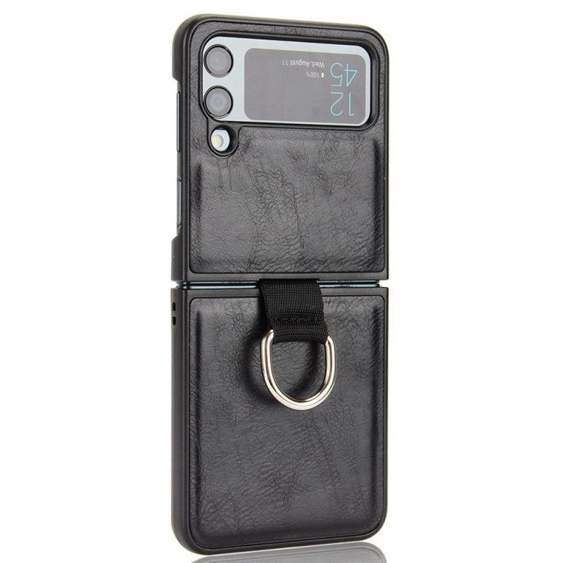 Handyhülle Für Samsung Galaxy Z Flip 4 Flip Case Lederstil Mit Ring