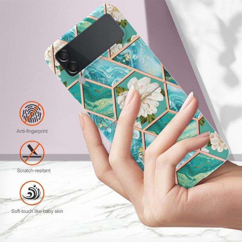 Hülle Für Samsung Galaxy Z Flip 4 Flip Case Blumenmarmor