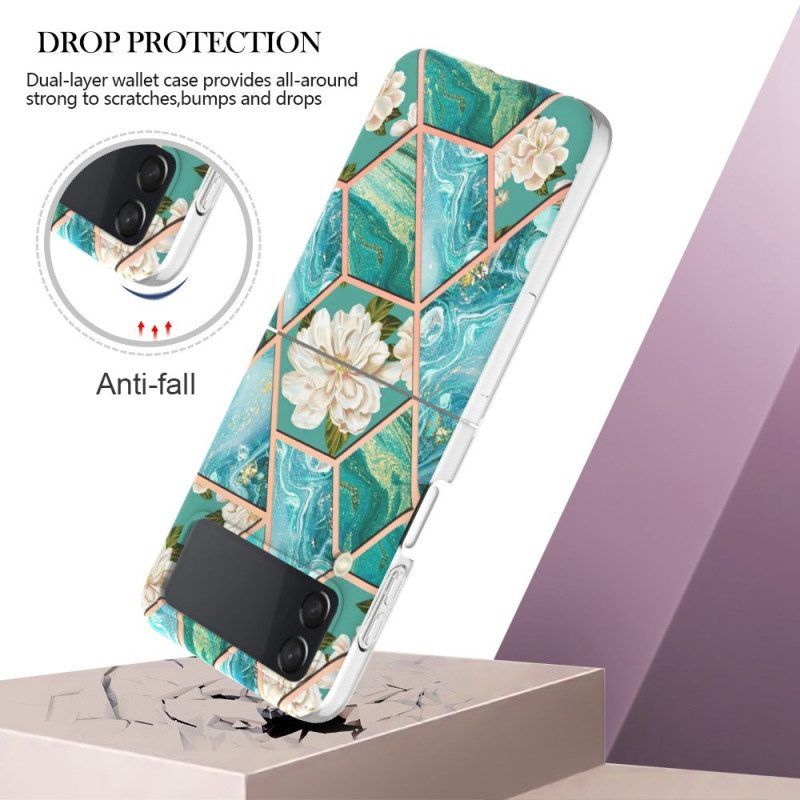 Hülle Für Samsung Galaxy Z Flip 4 Flip Case Blumenmarmor