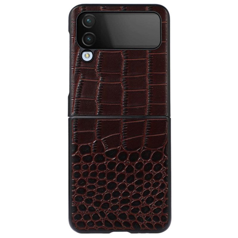 Hülle Für Samsung Galaxy Z Flip 4 Flip Case Echtes Leder Mit Krokodileffekt