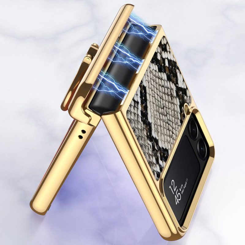 Hülle Für Samsung Galaxy Z Flip 4 Flip Case Krokodil Mit Gkk-karabiner