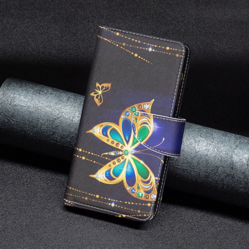 Lederhüllen iPhone 16 Pro Max Handyhülle Geldbörse Mit Strass-schmetterlingen
