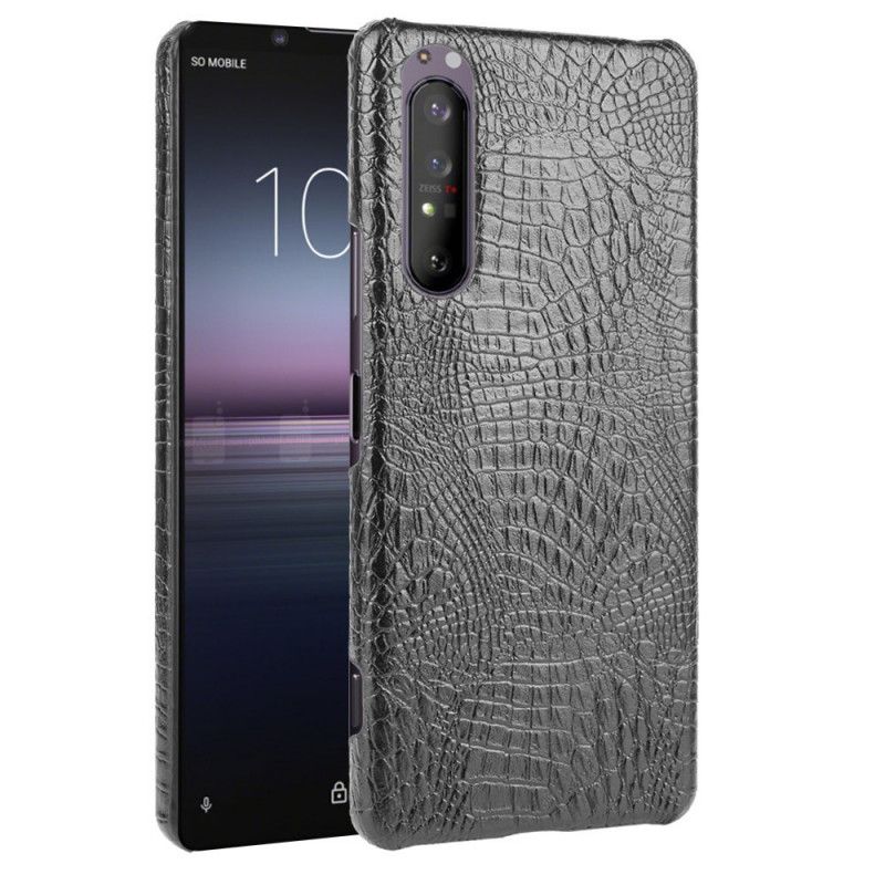 Hülle Sony Xperia 1 II Schwarz Krokodilhauteffekt