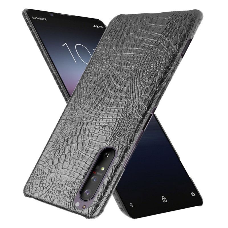 Hülle Sony Xperia 1 II Schwarz Krokodilhauteffekt