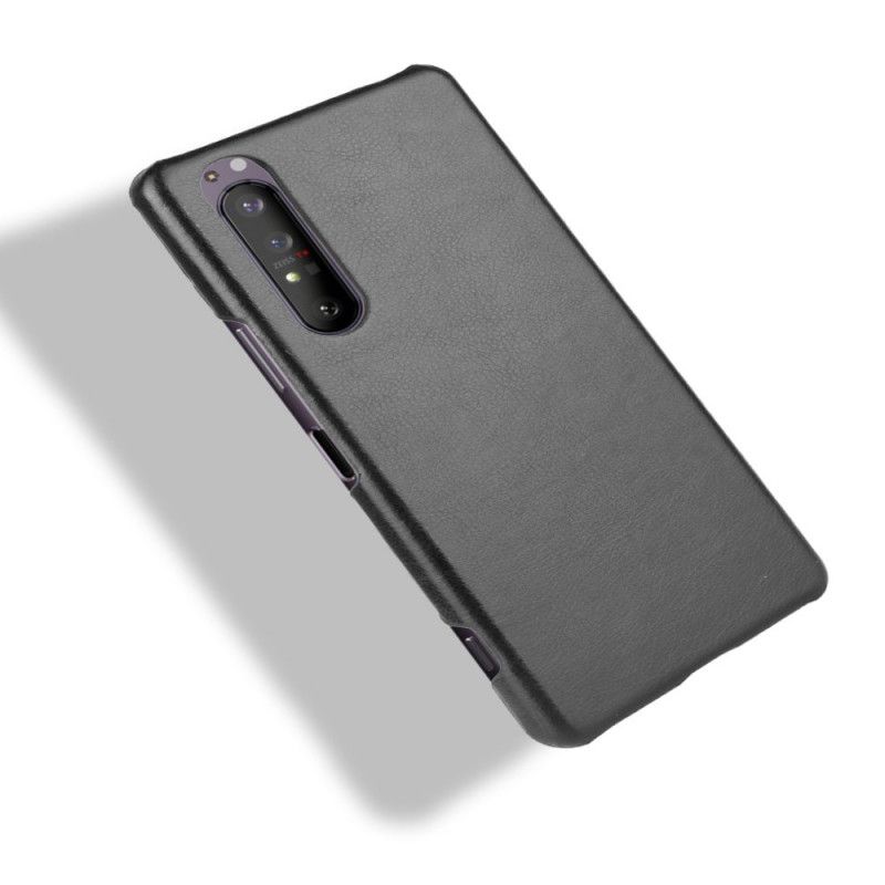 Hülle Sony Xperia 1 II Schwarz Litschileder-Effekt