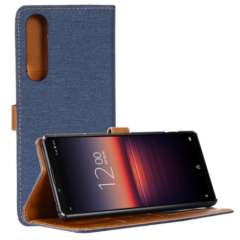 Lederhüllen Sony Xperia 1 II Schwarz Oxford-Stoff