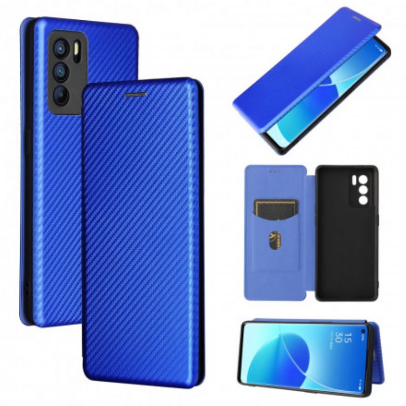 Flip Case Oppo Reno 6 Pro 5g Farbiges Carbon-silikon