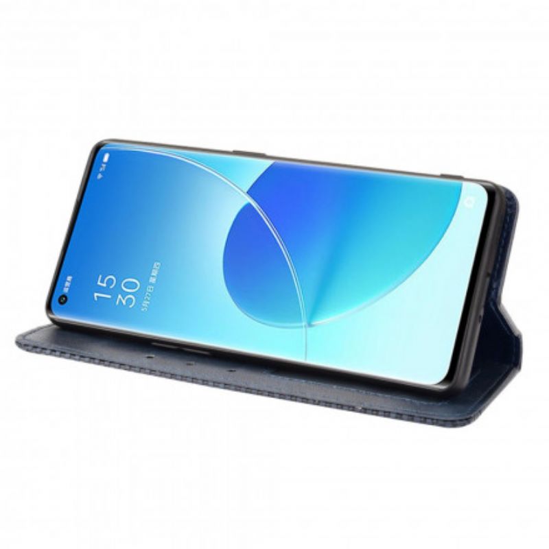 Flip Case Oppo Reno 6 Pro 5g Stilisierter Vintage-ledereffekt