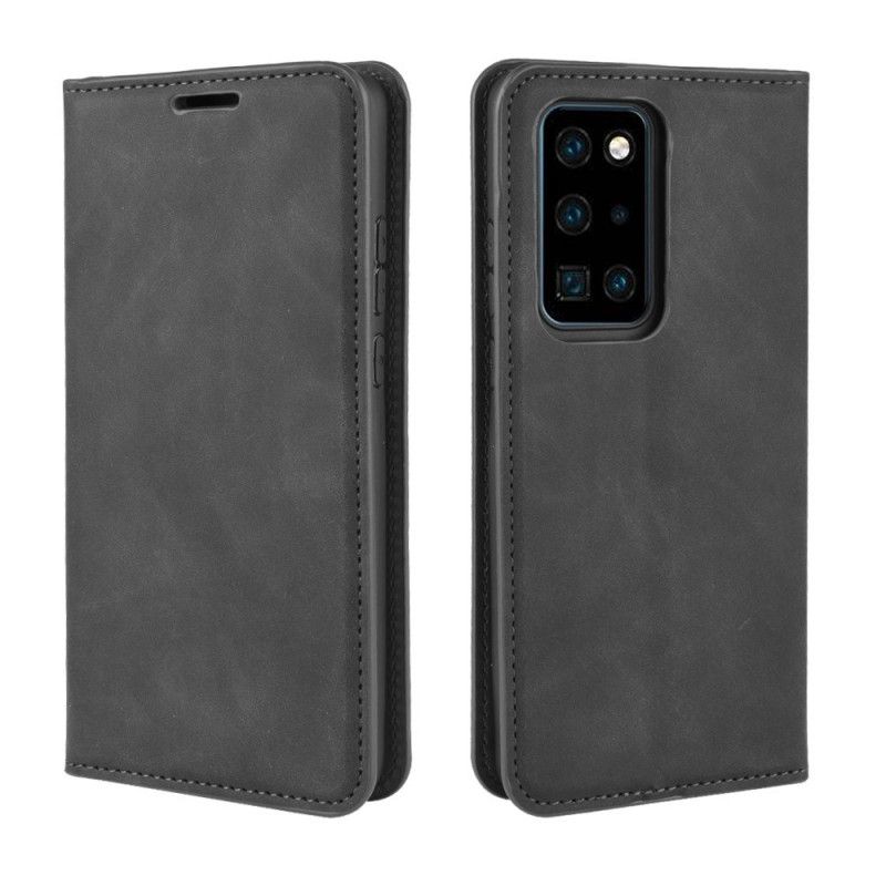 Flip Case Für Huawei P40 Pro Schwarz Business-Style-Ledereffekt