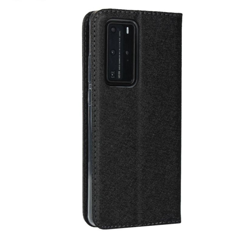 Flip Case Für Huawei P40 Pro Schwarz Weicher Lederstil Mit Riemen