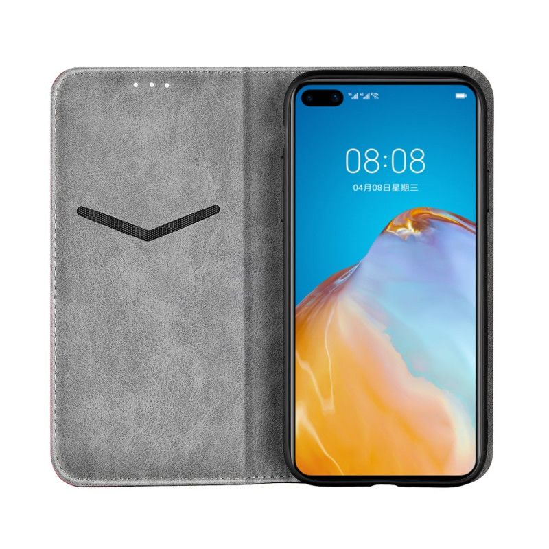 Flip Case Huawei P40 Pro Grau Handyhülle Zweifarbiger Ledereffekt