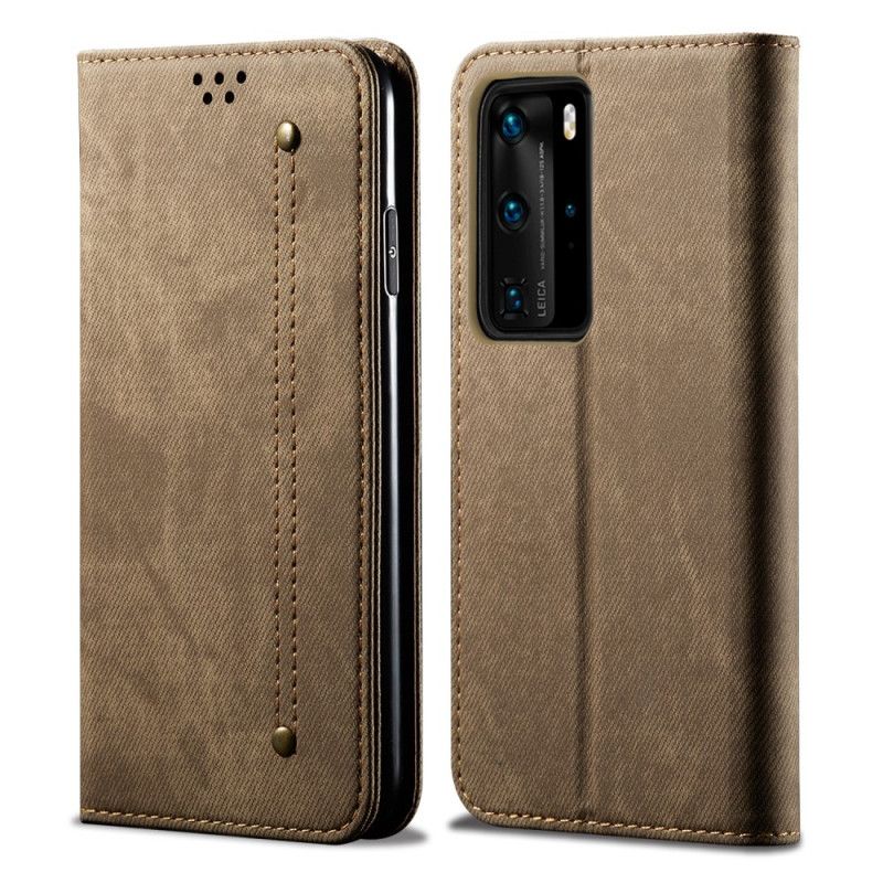 Flip Case Huawei P40 Pro Handyhülle Jeansimitat-Jeans