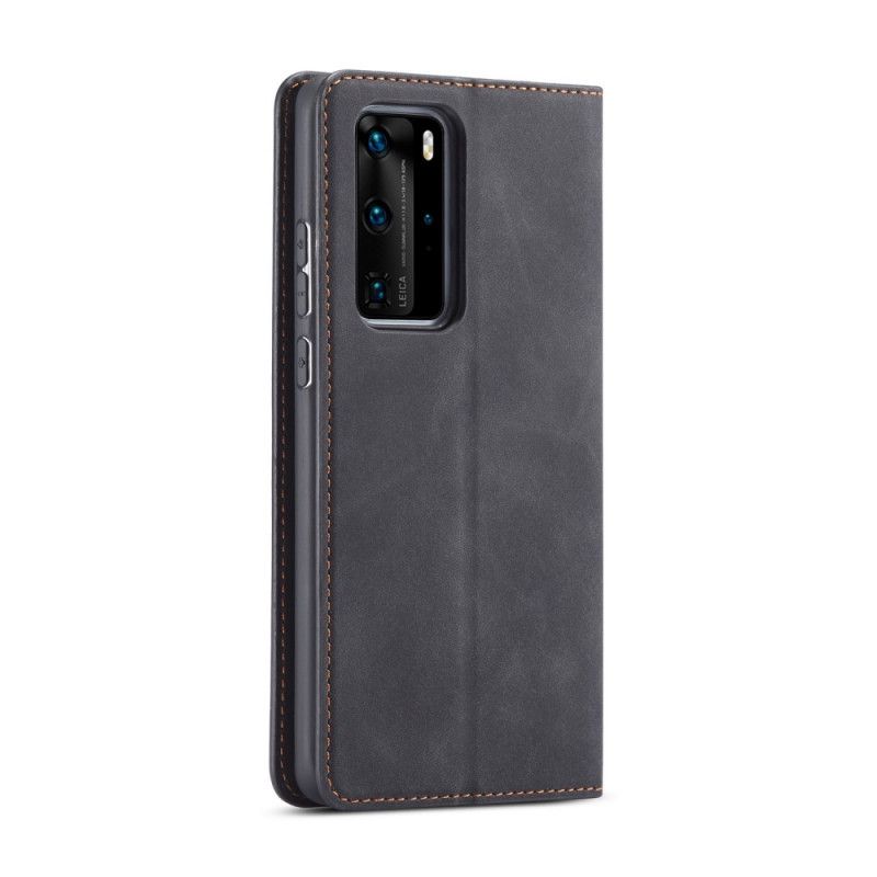 Flip Case Huawei P40 Pro Schwarz Forwenw Ledereffekt