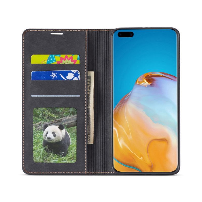 Flip Case Huawei P40 Pro Schwarz Forwenw Ledereffekt