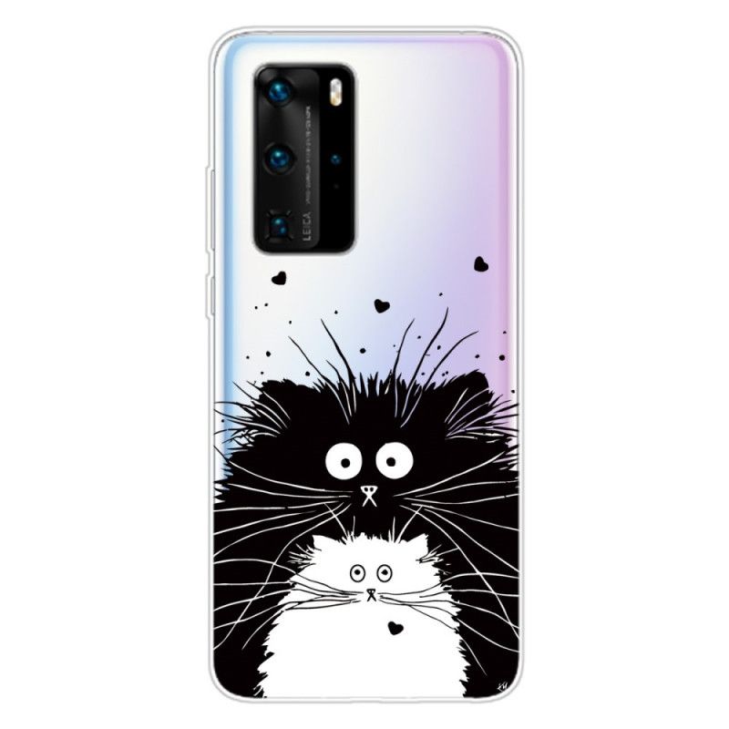 Hülle Für Huawei P40 Pro Durchsichtige Überraschte Katzen