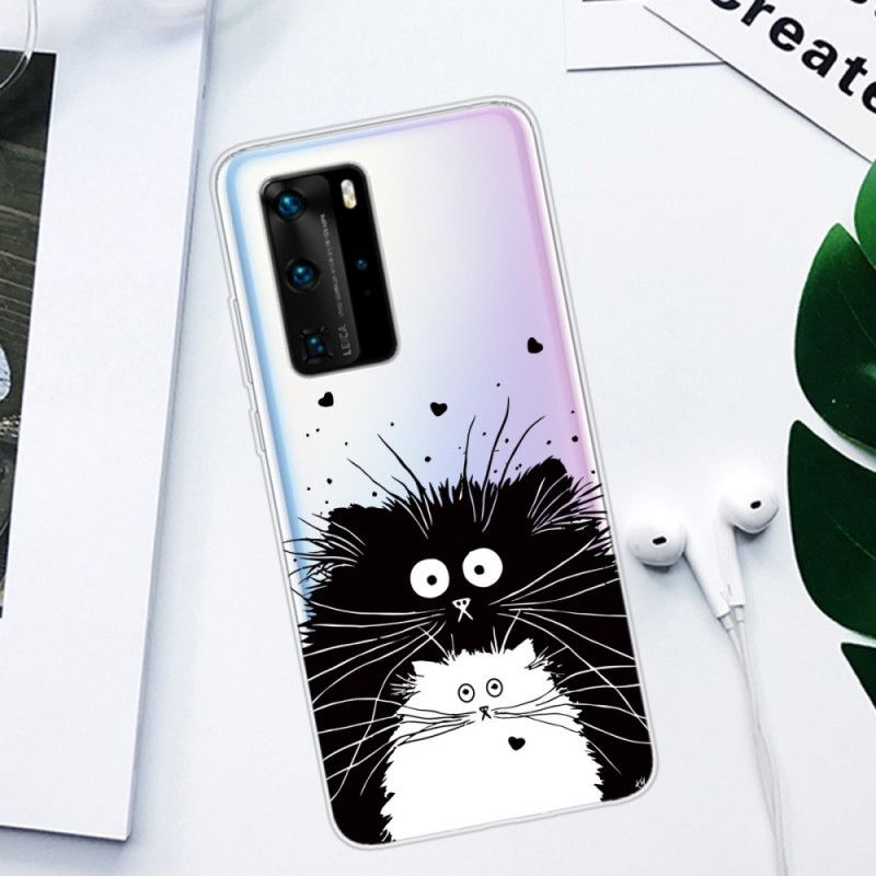 Hülle Für Huawei P40 Pro Durchsichtige Überraschte Katzen