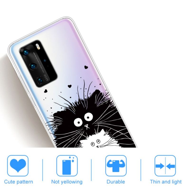 Hülle Für Huawei P40 Pro Durchsichtige Überraschte Katzen