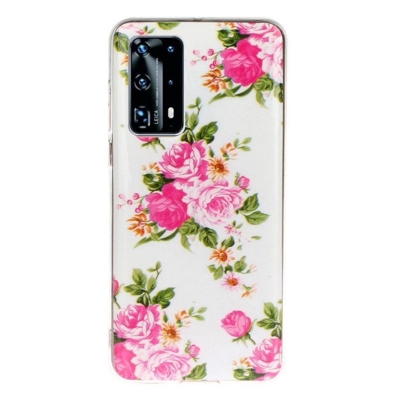 Hülle Für Huawei P40 Pro Fluoreszierende Freiheitsblumen