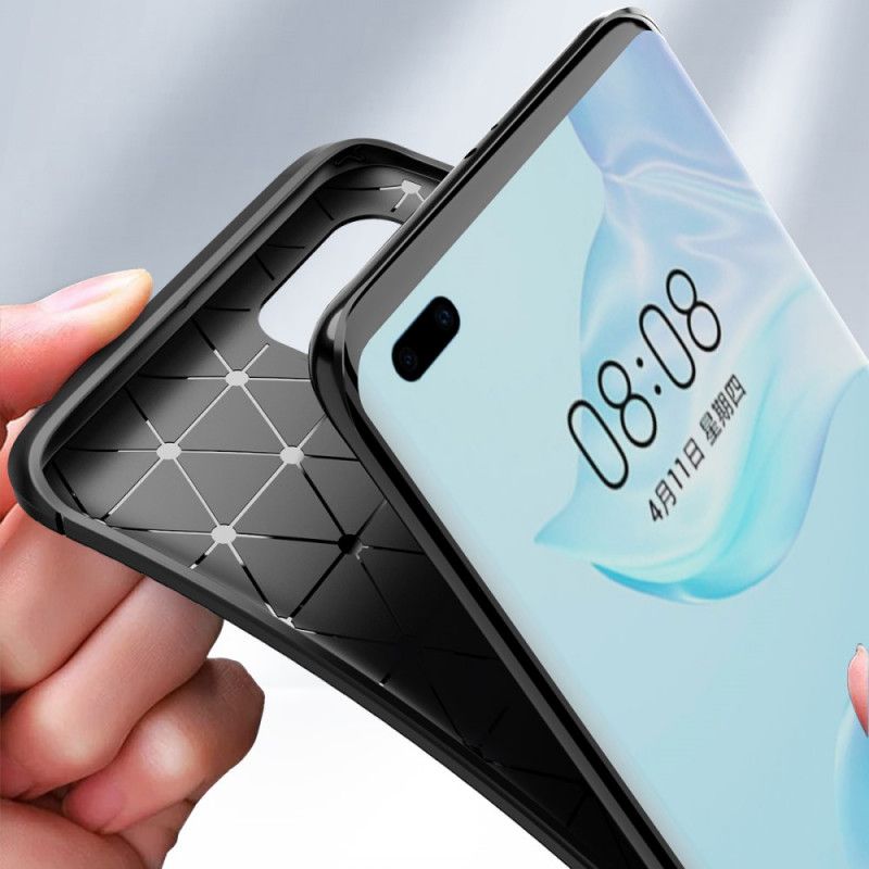 Hülle Für Huawei P40 Pro Schwarz Flexible Kohlefasertextur