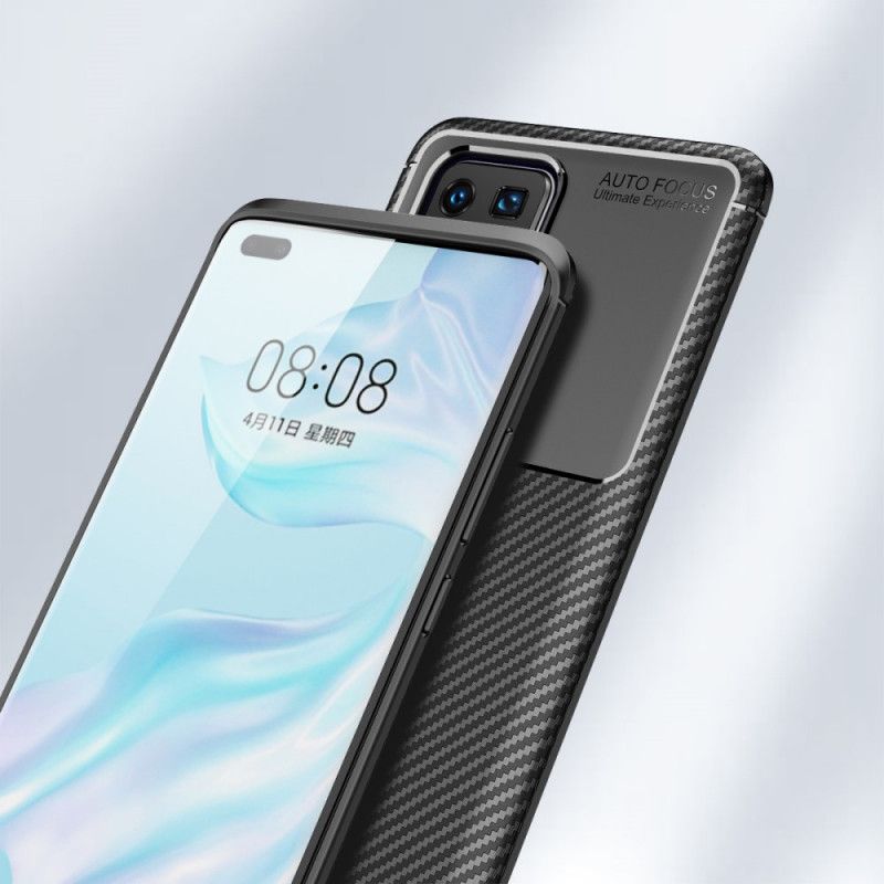 Hülle Für Huawei P40 Pro Schwarz Flexible Kohlefasertextur