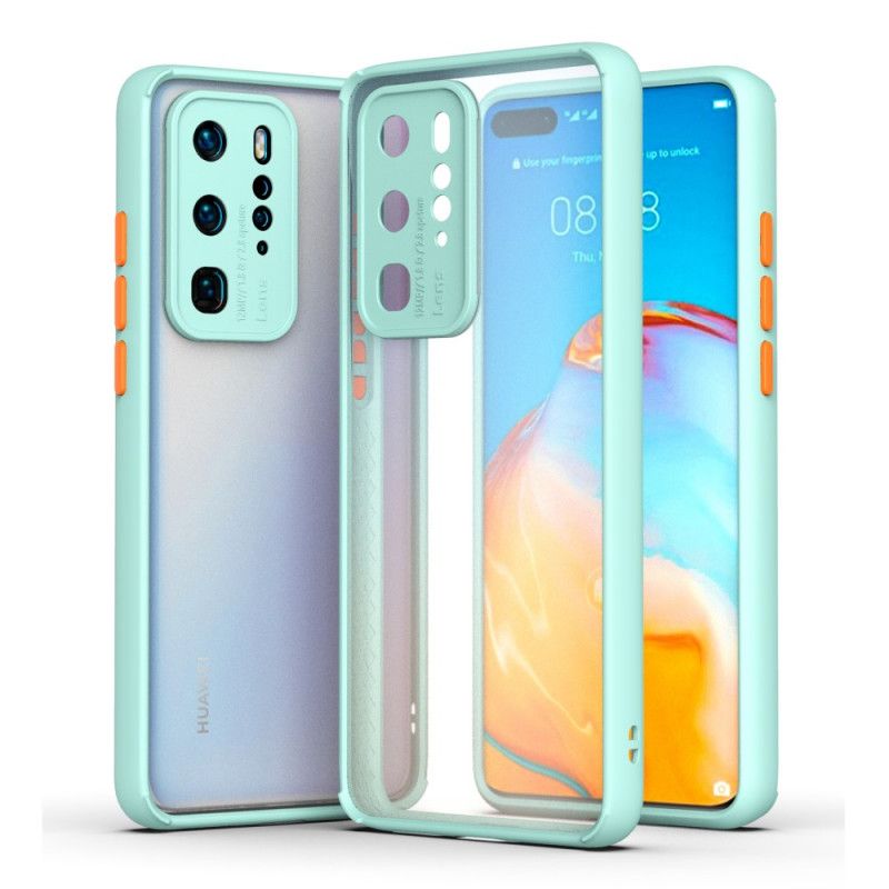 Hülle Für Huawei P40 Pro Schwarz Transparenter Farbiger Umriss