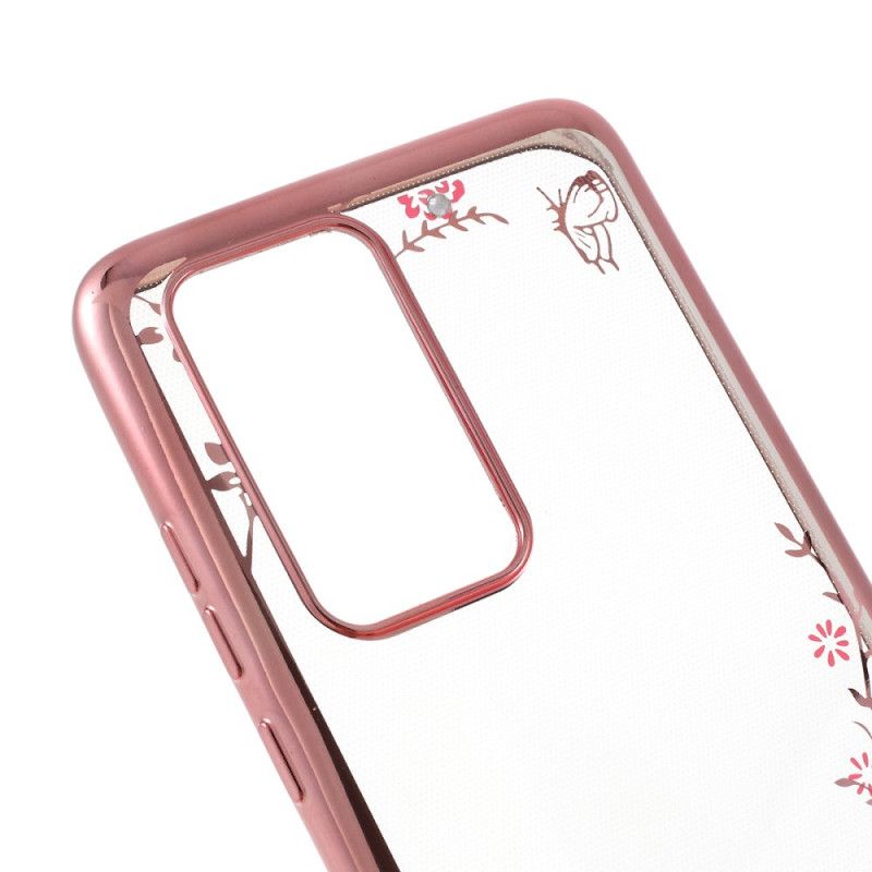 Hülle Huawei P40 Pro Gold Metalleffektrand Mit Schmetterlingen