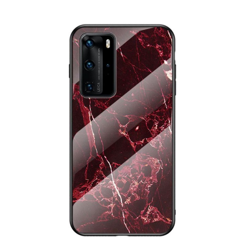 Hülle Huawei P40 Pro Rot Gehärtetes Glas In Premiumfarben