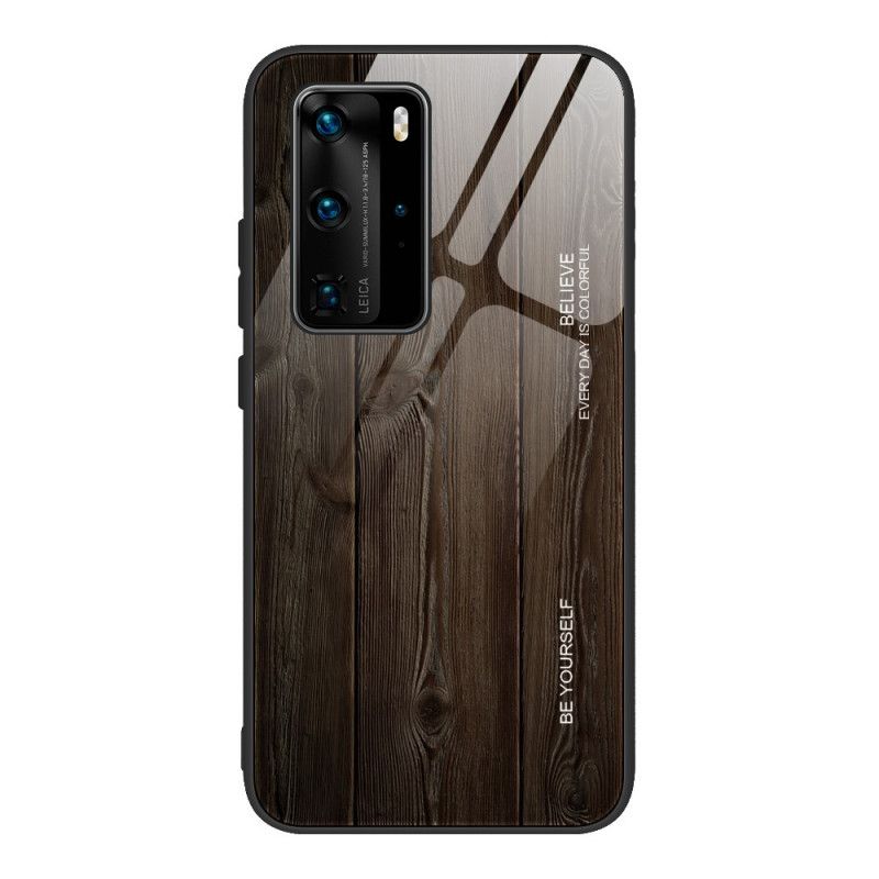 Hülle Huawei P40 Pro Schwarz Designglas Aus Gehärtetem Holz