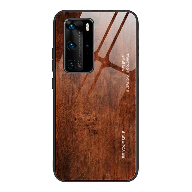 Hülle Huawei P40 Pro Schwarz Designglas Aus Gehärtetem Holz