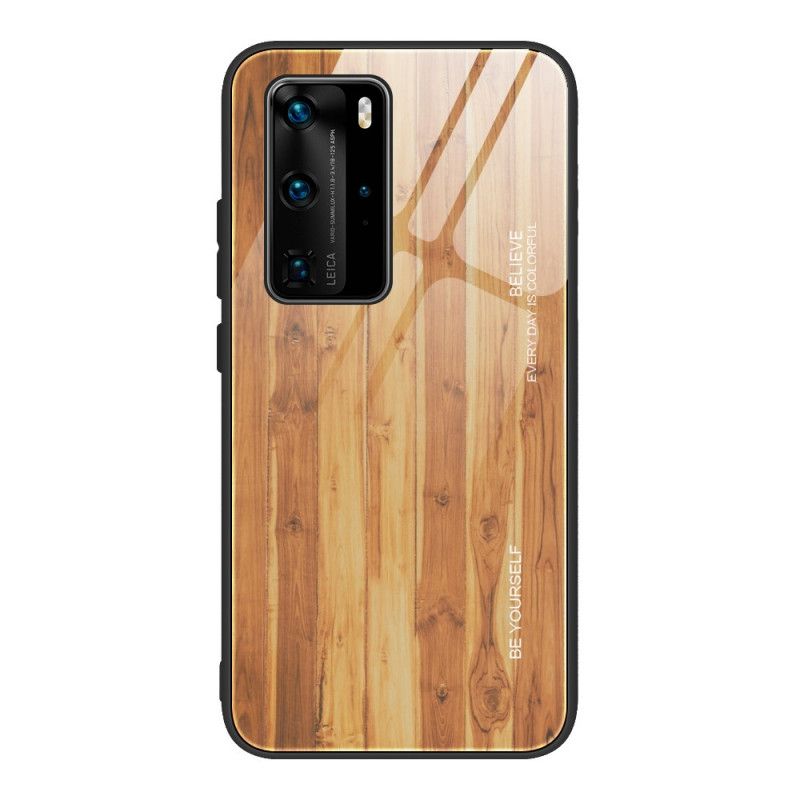 Hülle Huawei P40 Pro Schwarz Designglas Aus Gehärtetem Holz