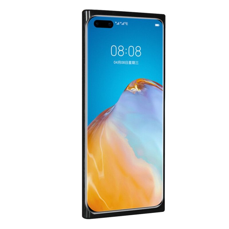 Hülle Huawei P40 Pro Schwarz Handyhülle Echtes Litschileder Mit Riemen