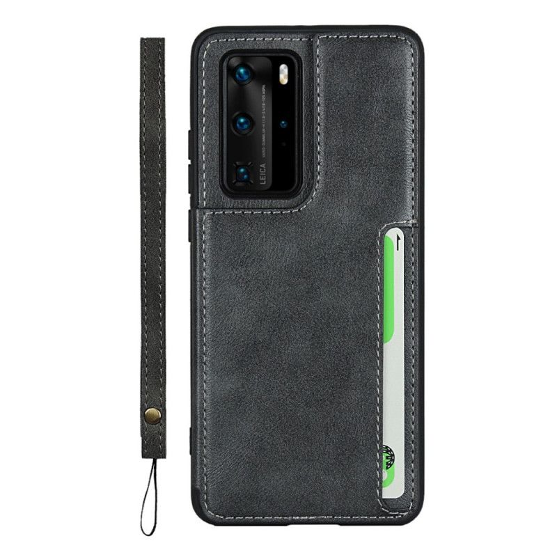 Hülle Huawei P40 Pro Schwarz Kartenhalterhalter Und Lanyard