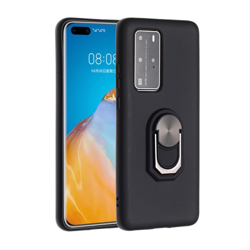 Hülle Huawei P40 Pro Schwarz Metallisierter Ringträger