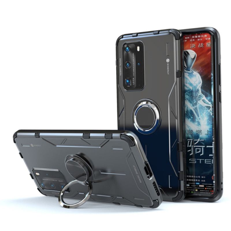 Hülle Huawei P40 Pro Schwarz Stützring Aus Metall Und Silikon