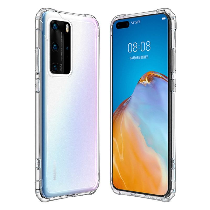 Hülle Huawei P40 Pro Schwarz Transparentes Mattes Leeu-Design