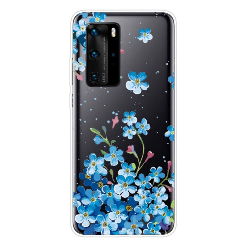 Hülle Huawei P40 Pro Strauß Blauer Blumen