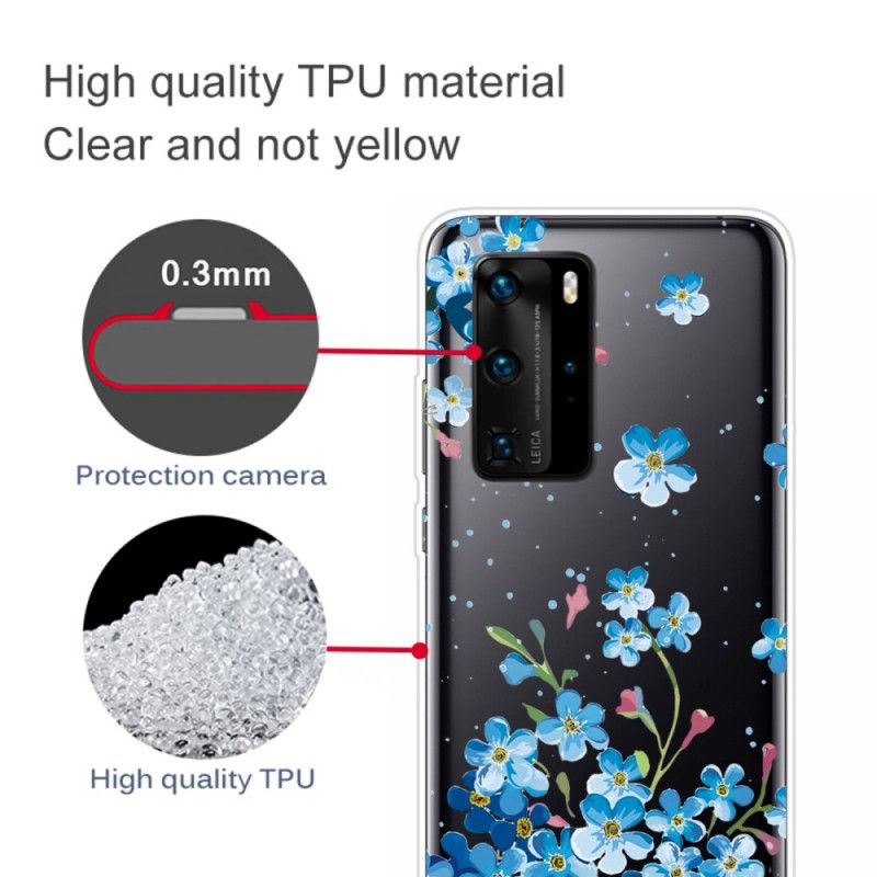 Hülle Huawei P40 Pro Strauß Blauer Blumen