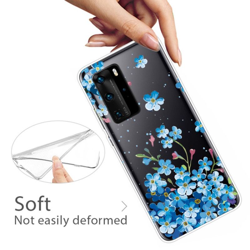 Hülle Huawei P40 Pro Strauß Blauer Blumen