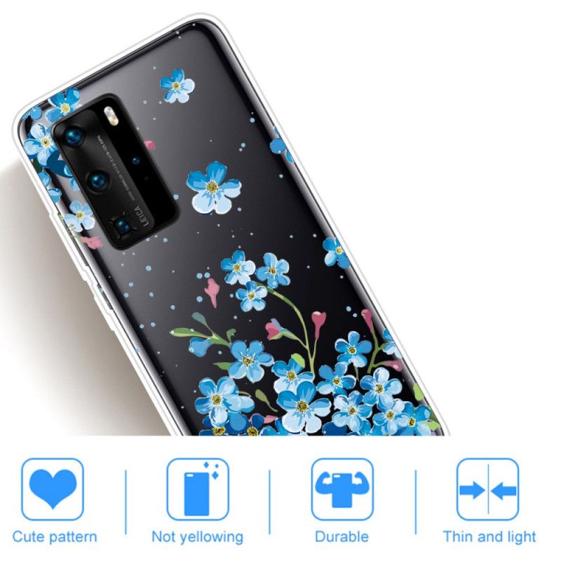 Hülle Huawei P40 Pro Strauß Blauer Blumen
