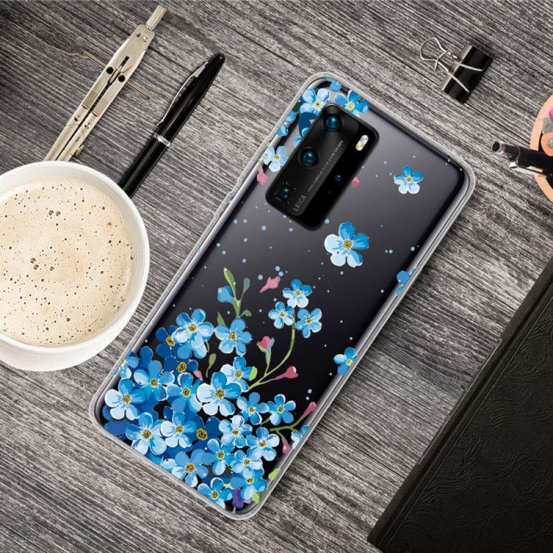 Hülle Huawei P40 Pro Strauß Blauer Blumen