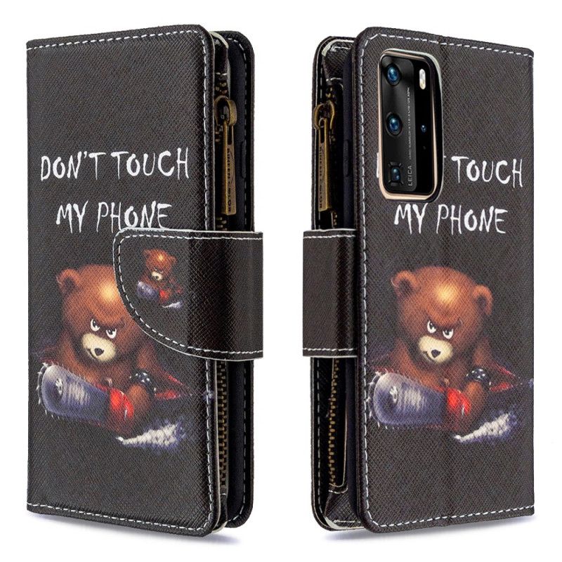 Lederhüllen Huawei P40 Pro Bärentasche Mit Reißverschluss