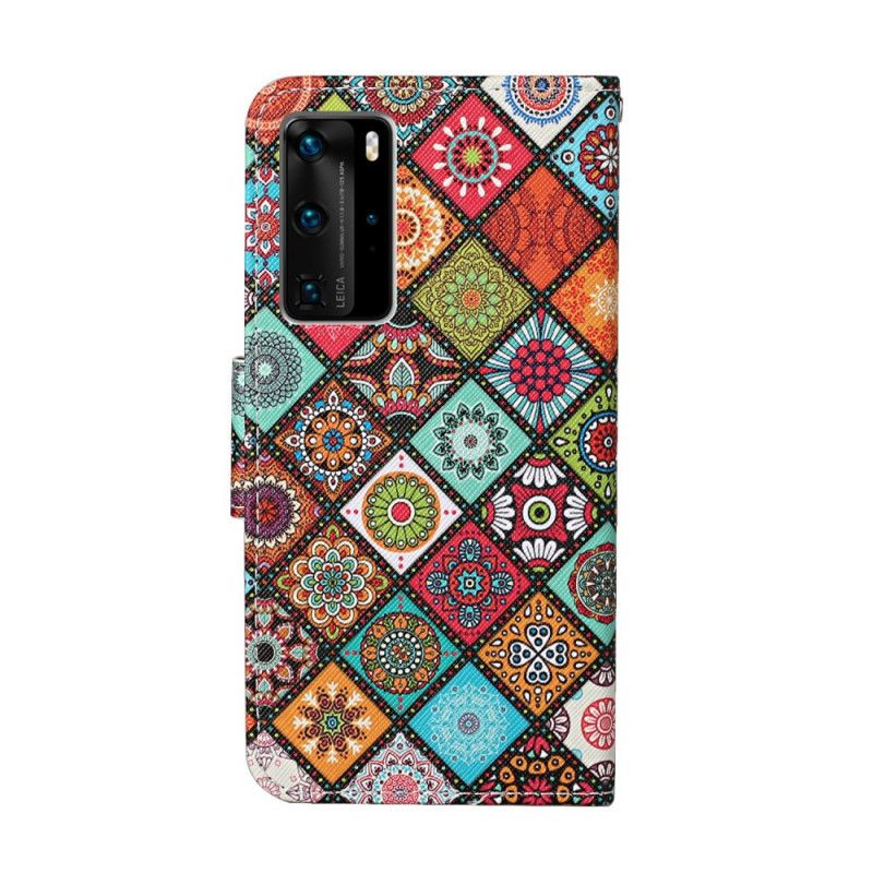 Lederhüllen Huawei P40 Pro Patchwork-Mandalas Mit Tanga