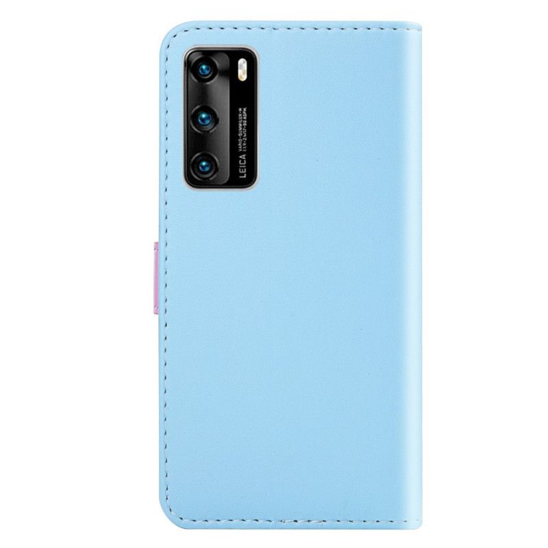 Lederhüllen Huawei P40 Pro Pink Dreifarbiger Ledereffekt