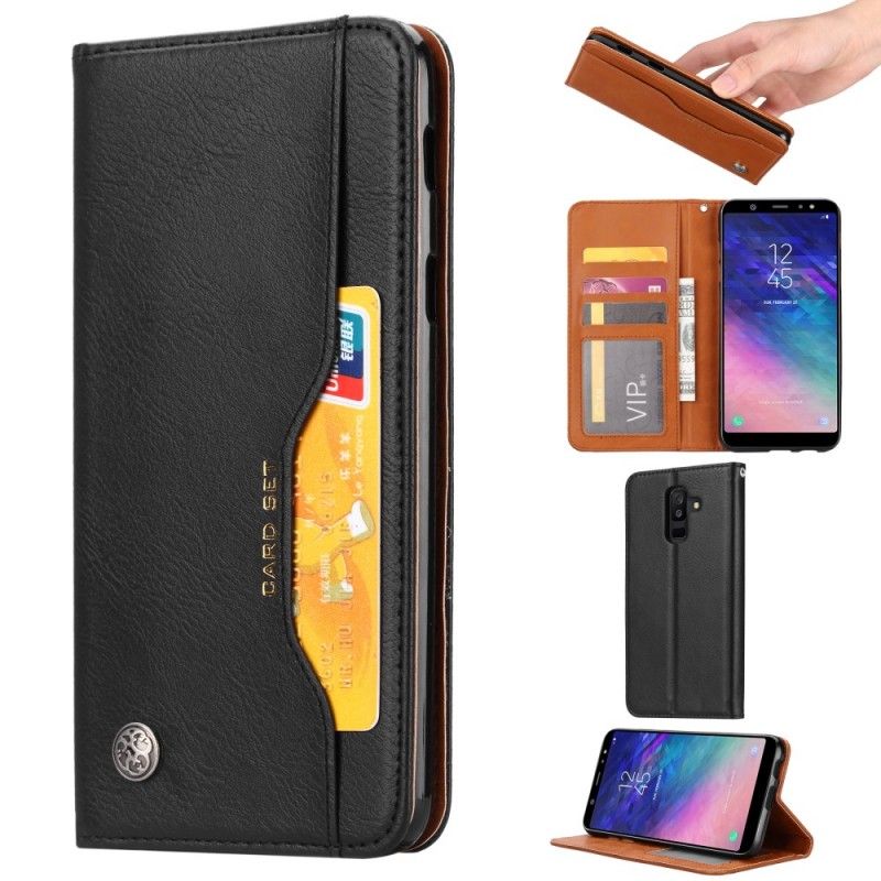 Flip Case Für Samsung Galaxy A6 Plus Schwarz Kartenhalter Aus Kunstleder