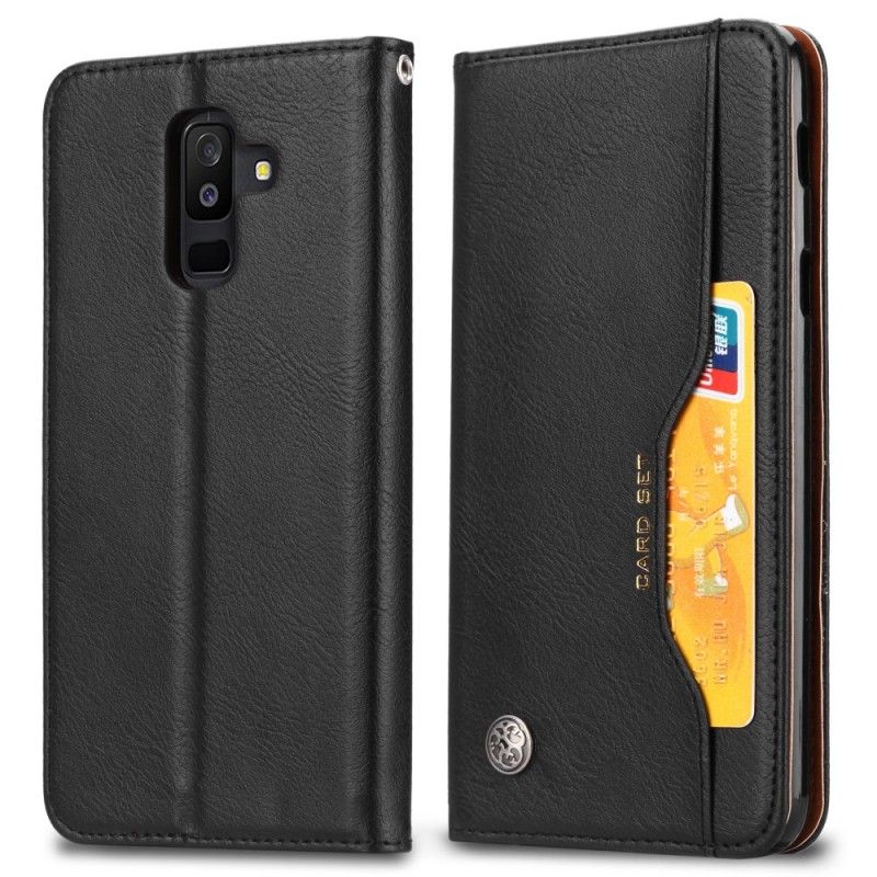 Flip Case Für Samsung Galaxy A6 Plus Schwarz Kartenhalter Aus Kunstleder