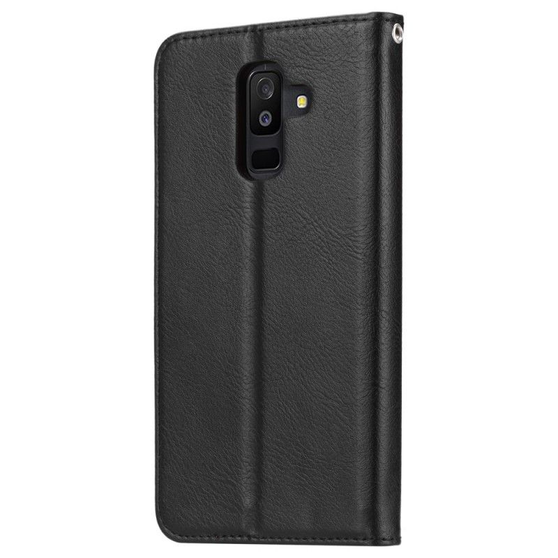 Flip Case Für Samsung Galaxy A6 Plus Schwarz Kartenhalter Aus Kunstleder