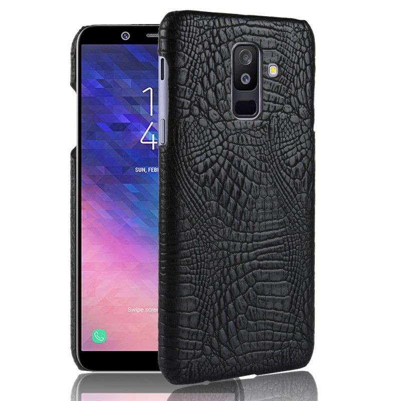 Hülle Samsung Galaxy A6 Plus Schwarz Krokodilhauteffekt