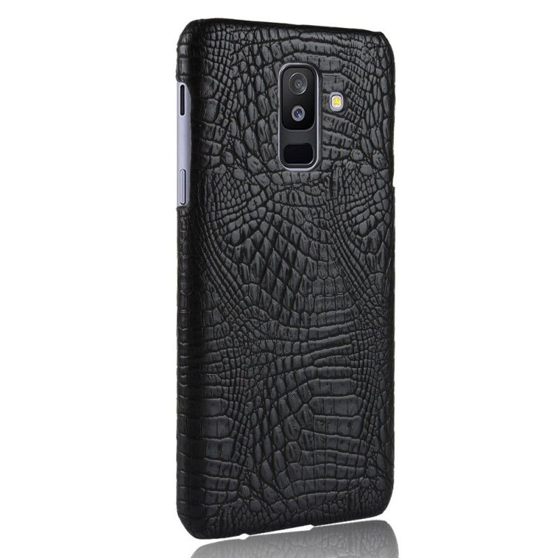 Hülle Samsung Galaxy A6 Plus Schwarz Krokodilhauteffekt