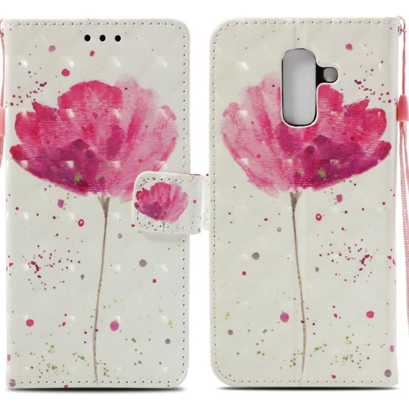 Lederhüllen Samsung Galaxy A6 Plus Handyhülle 3D Aquarellmohn